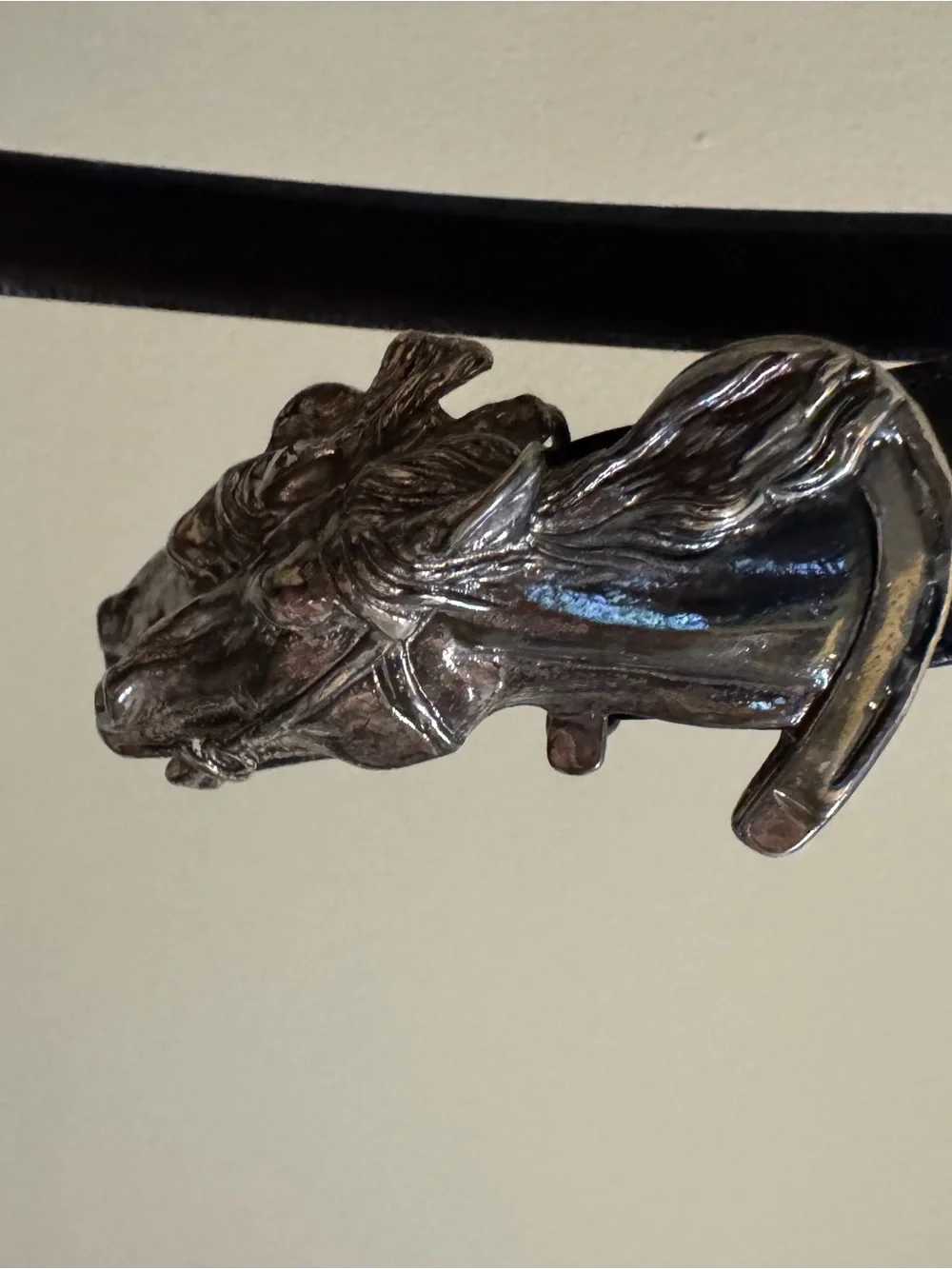 Gucci Equestrian Double Horse Head Silver Buckle Leather Belt Vtg 80/32